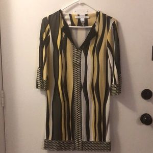 Diane von Furstenberg Yellow/Black/White Dress S 2